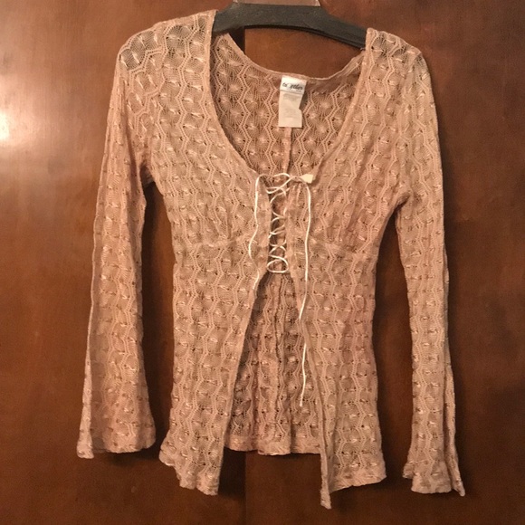 Tops - Knit champagne color size L woman’s vintage shirt with bell sleeves .